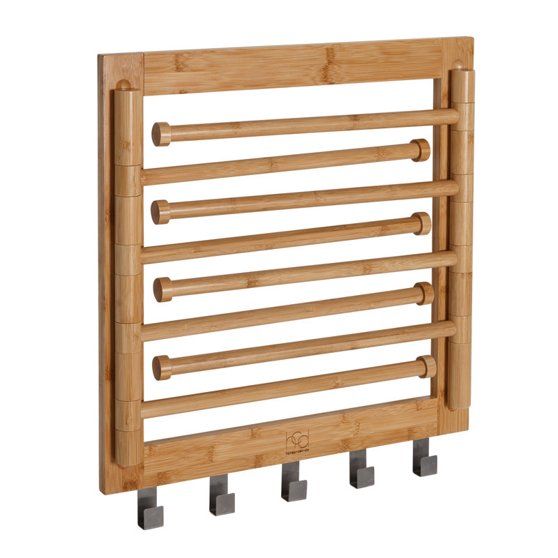 Honey Can Do Bamboo Foldable Wall Mounted Drying Rack Reviews Wayfair   Bamboo Foldable Wall Mounted Drying Rack 